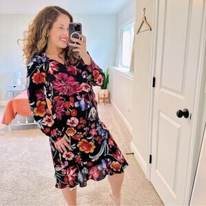 J. Crew Black Floral Long Sleeve Mini Dress 6